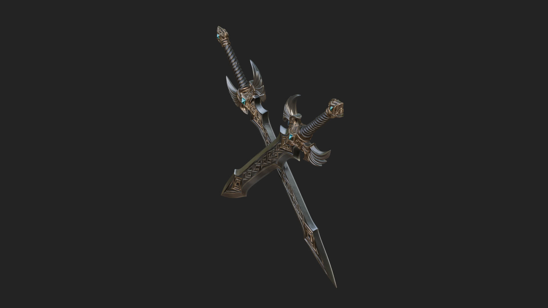 Horned Guard Gem Sword Model Design 6 3D Print Model 3D Model