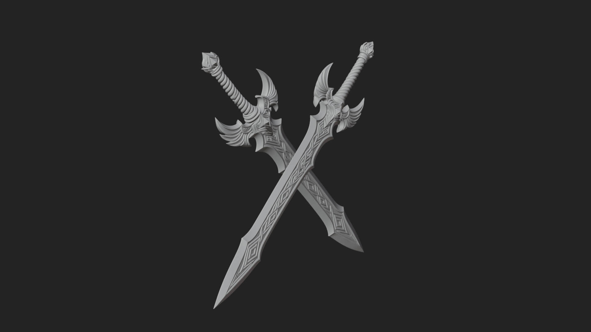 Horned Guard Gem Sword Model Design 6 3D Print Model 3D Model