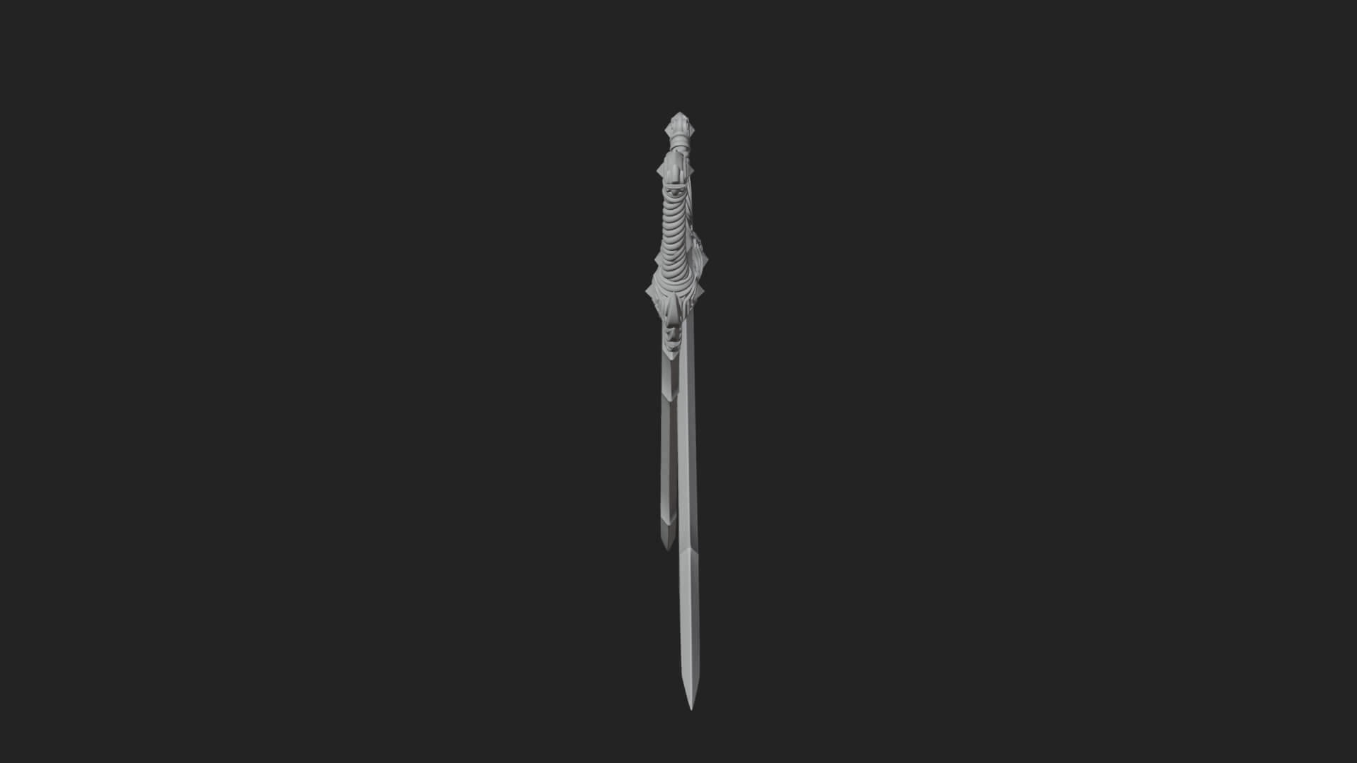 Horned Guard Gem Sword Model Design 6 3D Print Model 3D Model