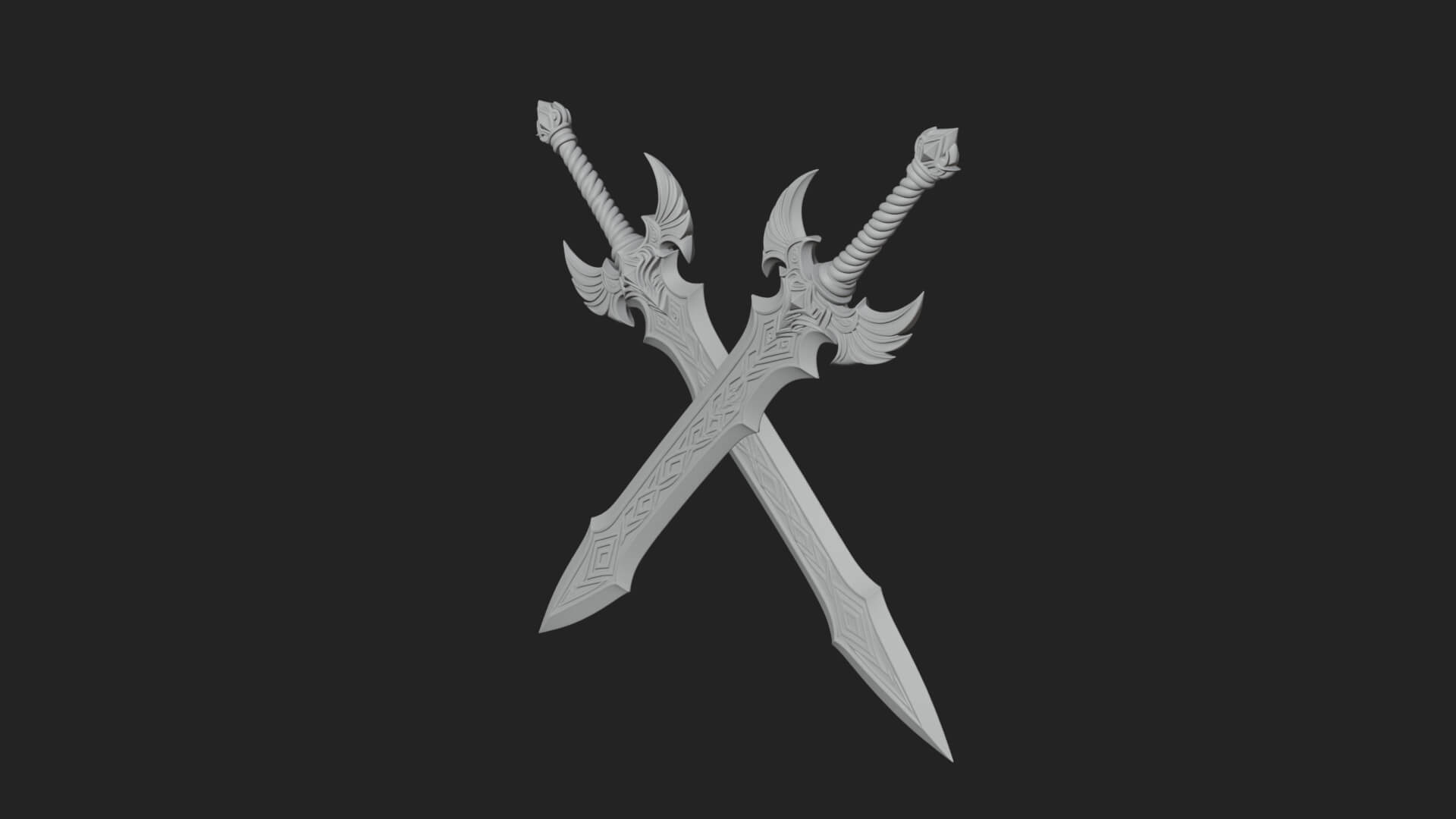 Horned Guard Gem Sword Model Design 6 3D Print Model 3D Model