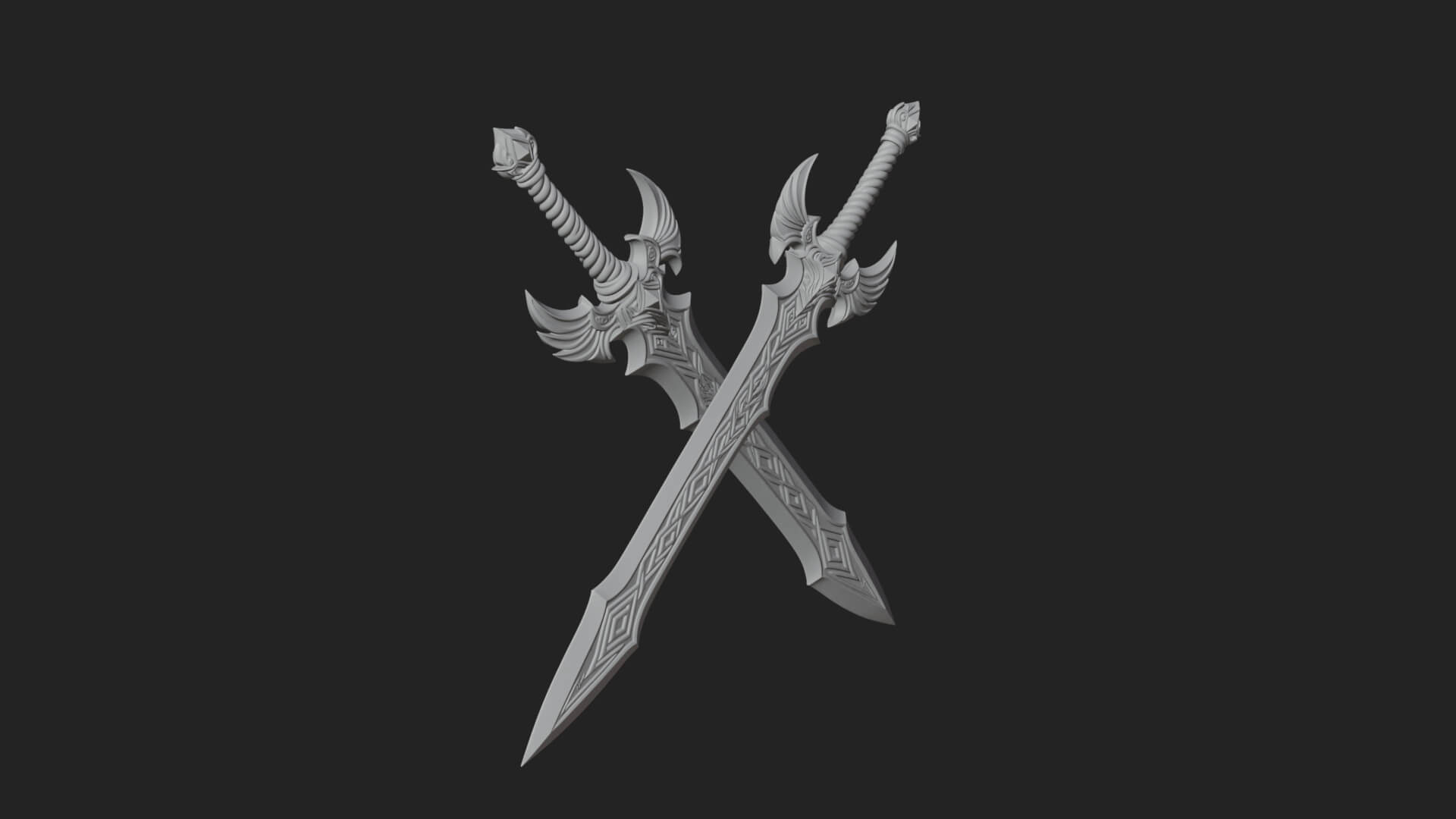 Horned Guard Gem Sword Model Design 6 3D Print Model 3D Model