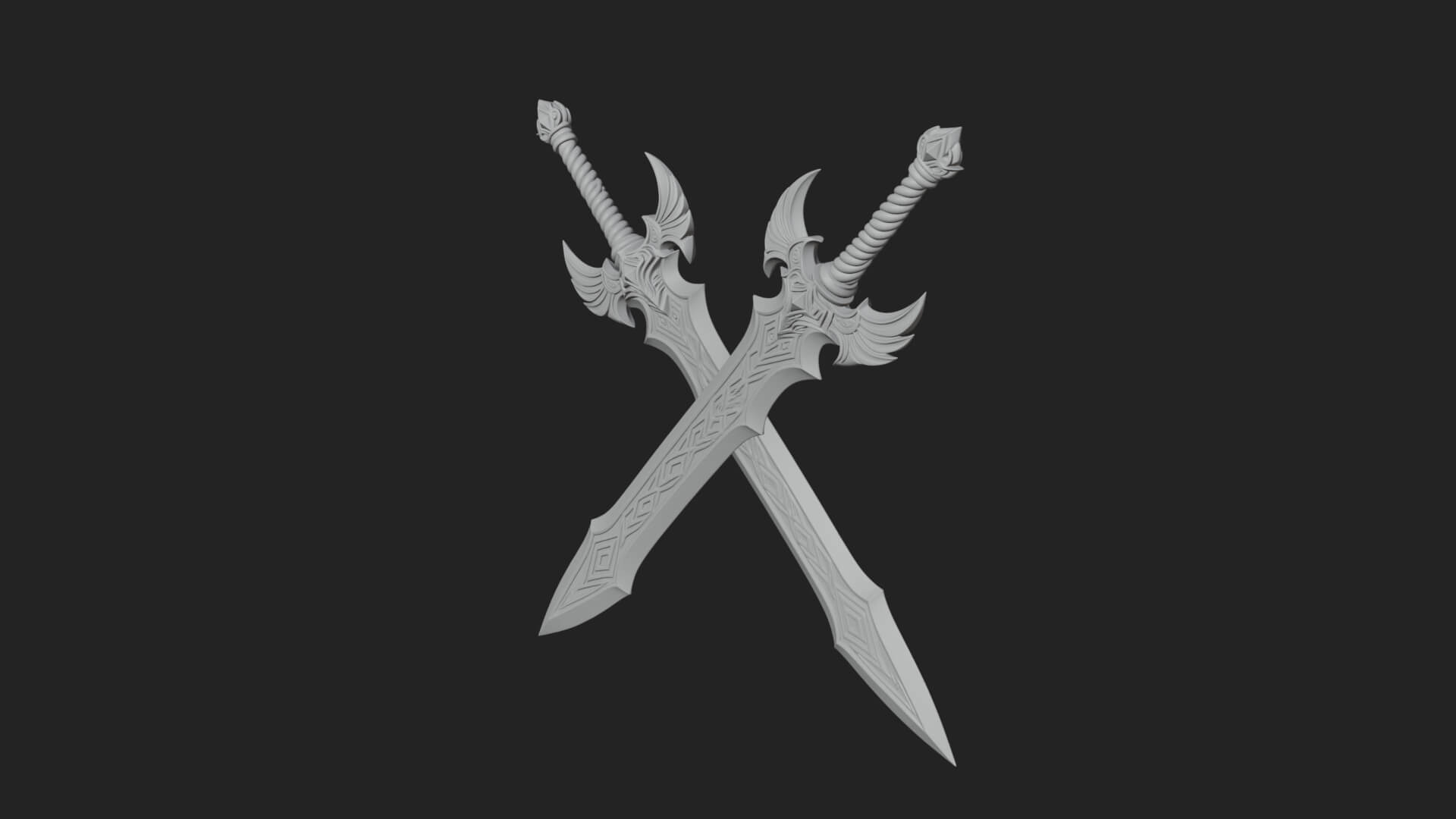 Horned Guard Gem Sword Model Design 6 3D Print Model 3D Model