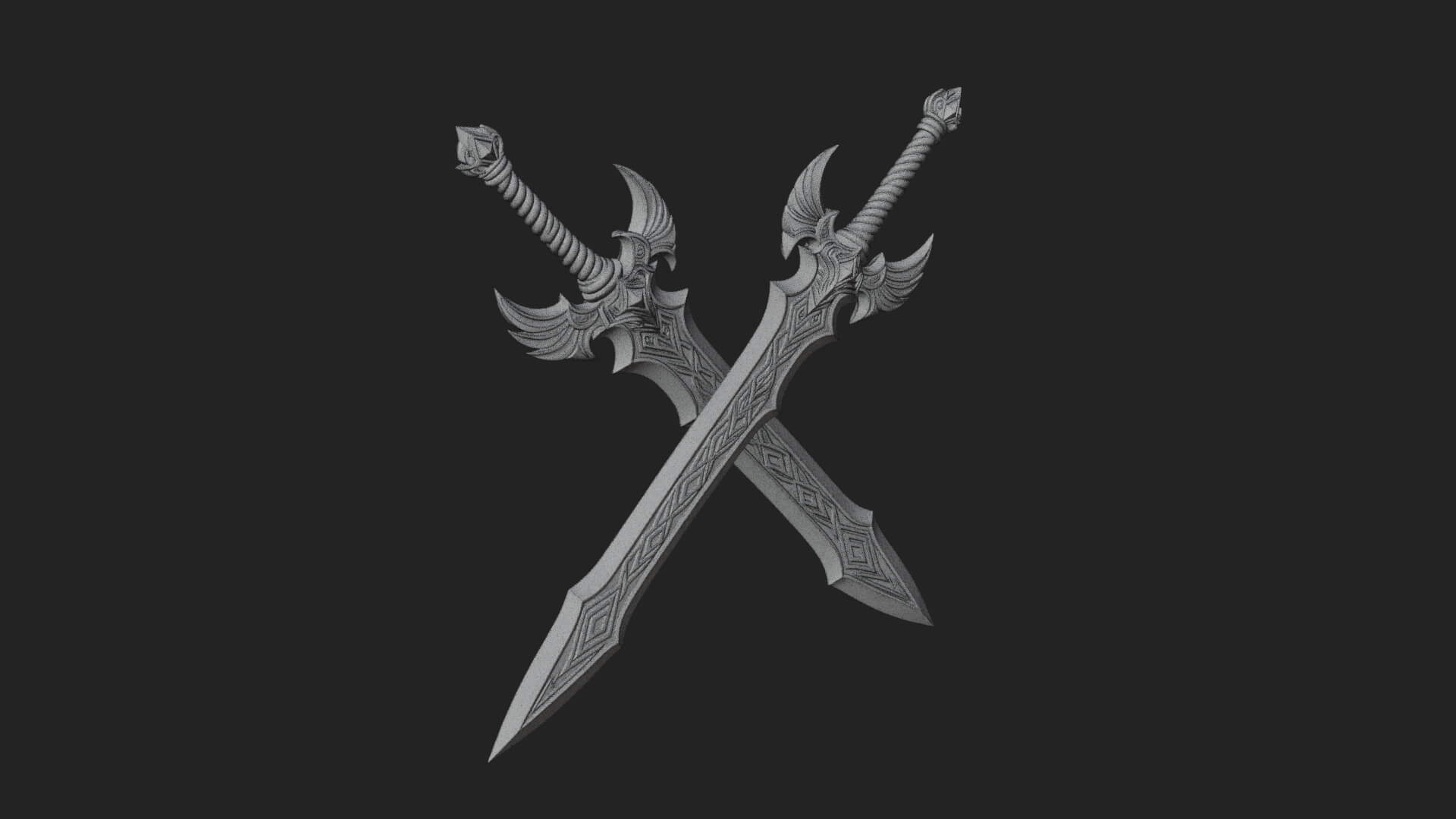 Horned Guard Gem Sword Model Design 6 3D Print Model 3D Model