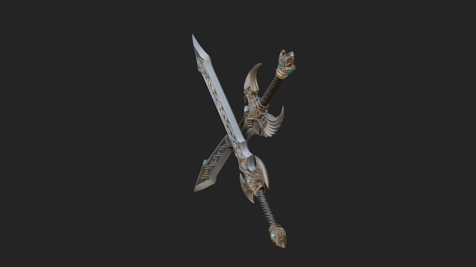 Horned Guard Gem Sword Model Design 7 3D Print Model 3D Model