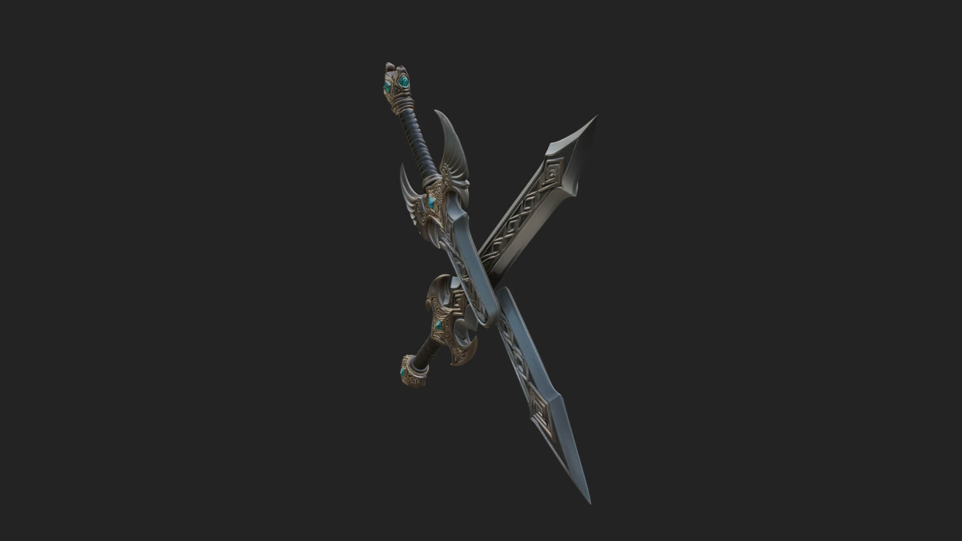 Horned Guard Gem Sword Model Design 7 3D Print Model 3D Model