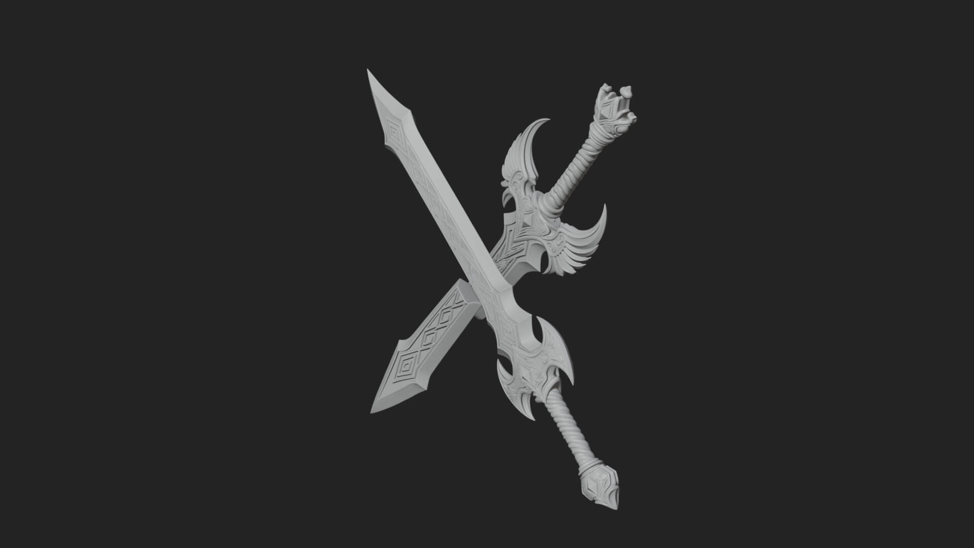 Horned Guard Gem Sword Model Design 7 3D Print Model 3D Model