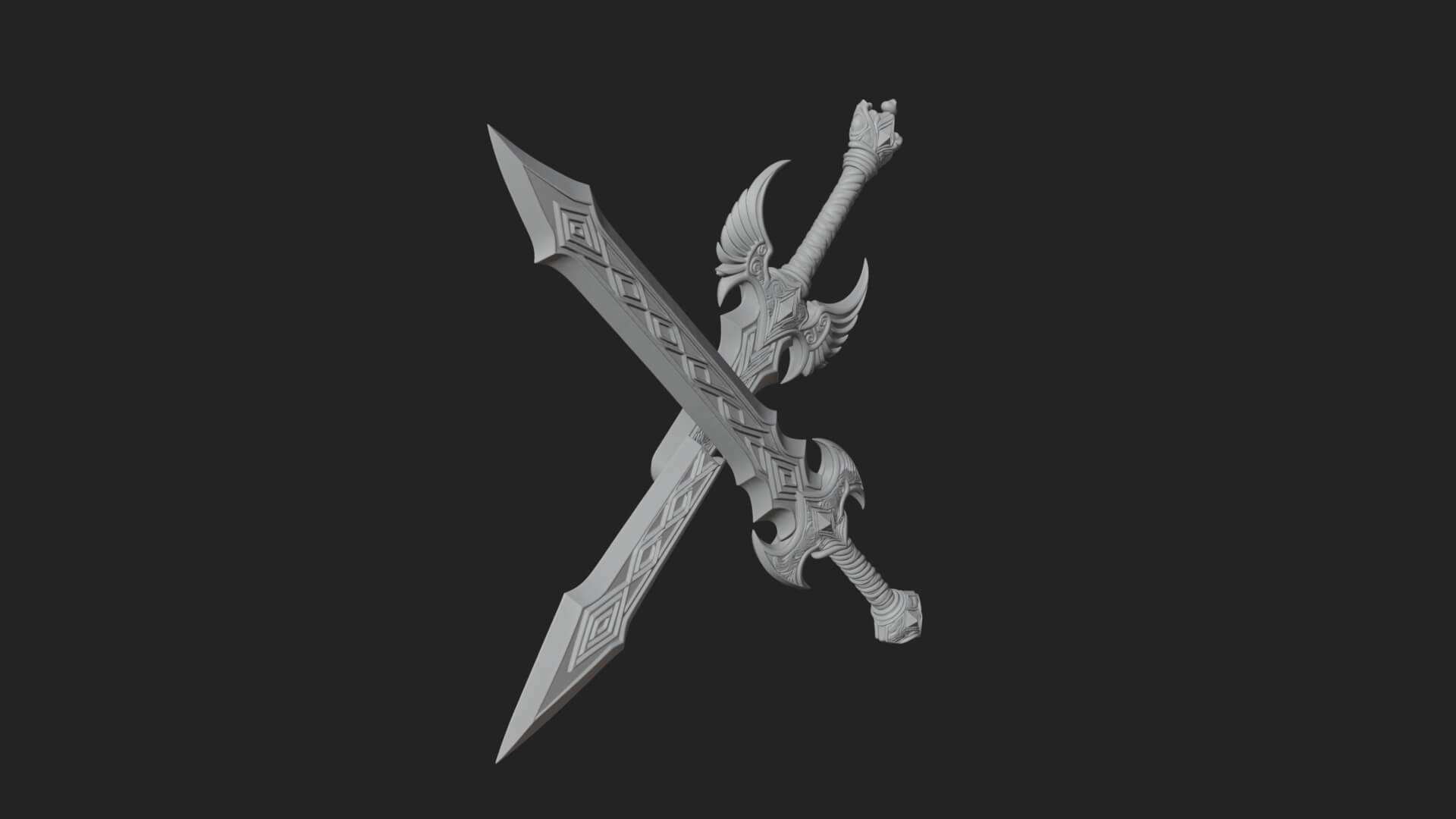 Horned Guard Gem Sword Model Design 7 3D Print Model 3D Model