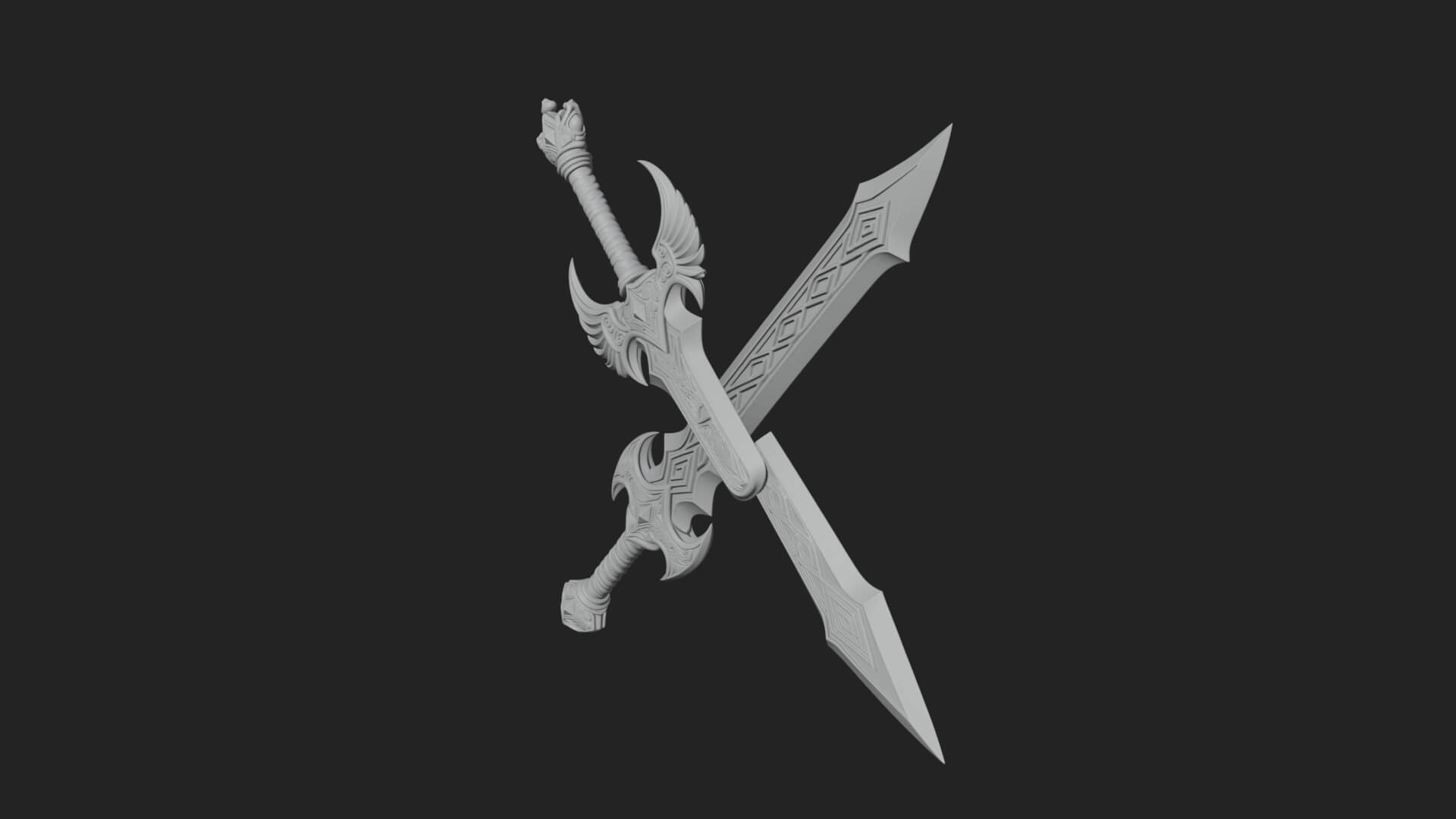 Horned Guard Gem Sword Model Design 7 3D Print Model 3D Model