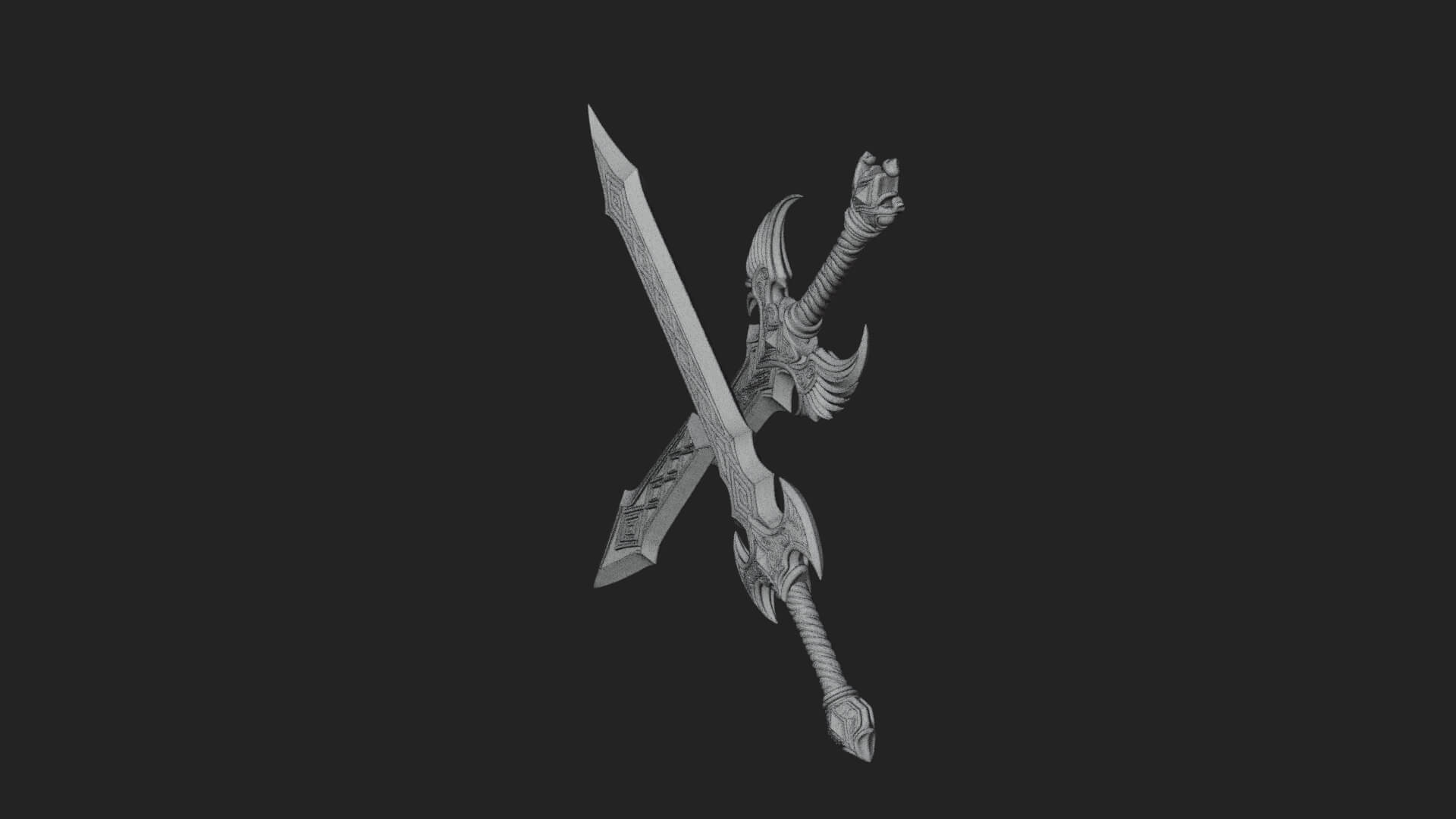 Horned Guard Gem Sword Model Design 7 3D Print Model 3D Model