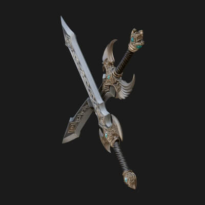 Horned Guard Gem Sword Model Design 7 3D Print Model