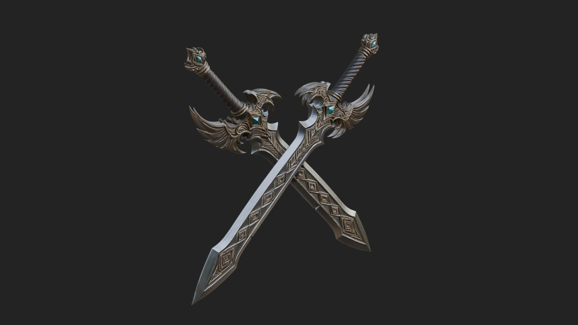Horned Guard Gem Sword Model Design 8 3D Print Model 3D Model