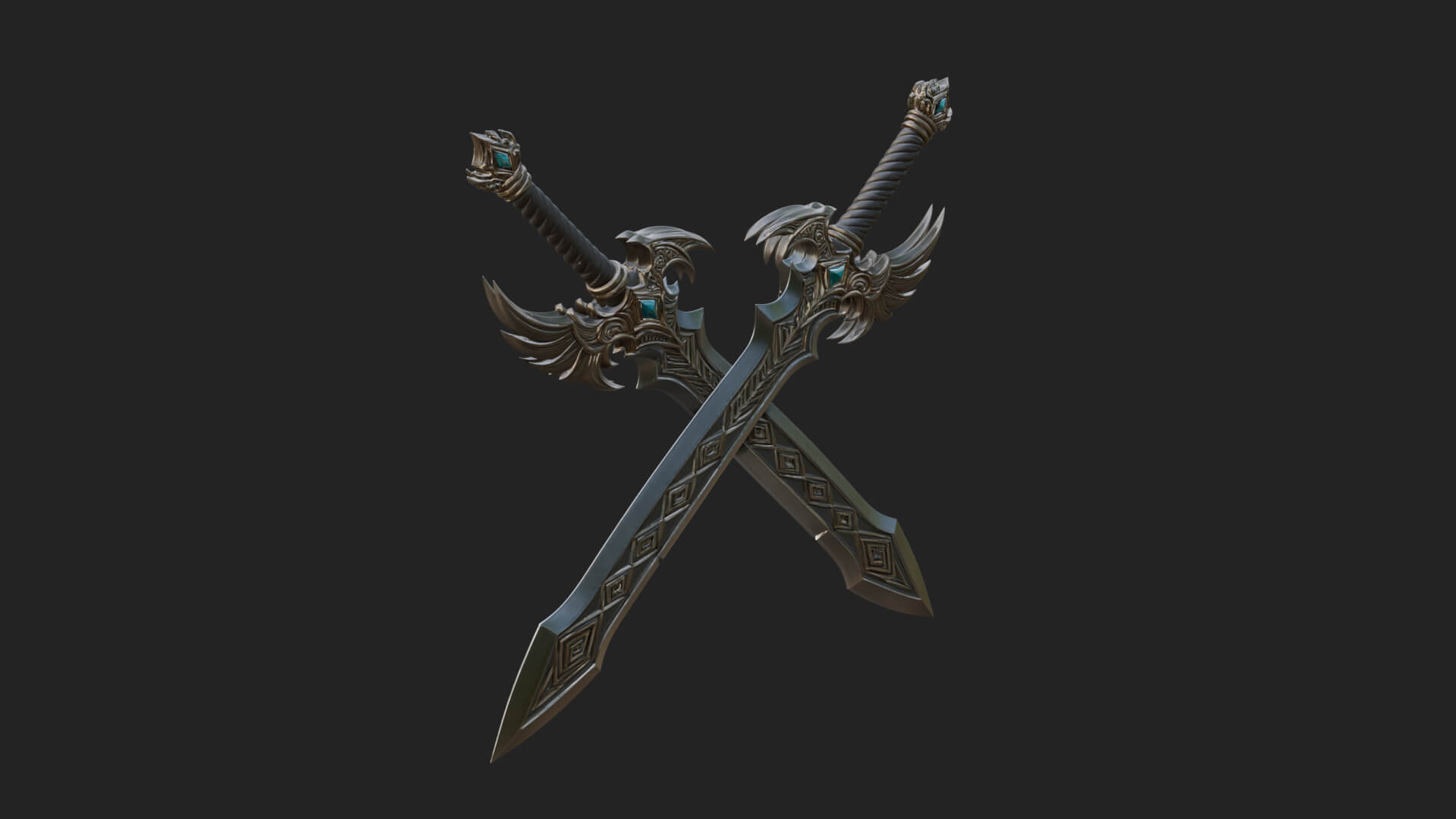 Horned Guard Gem Sword Model Design 8 3D Print Model 3D Model