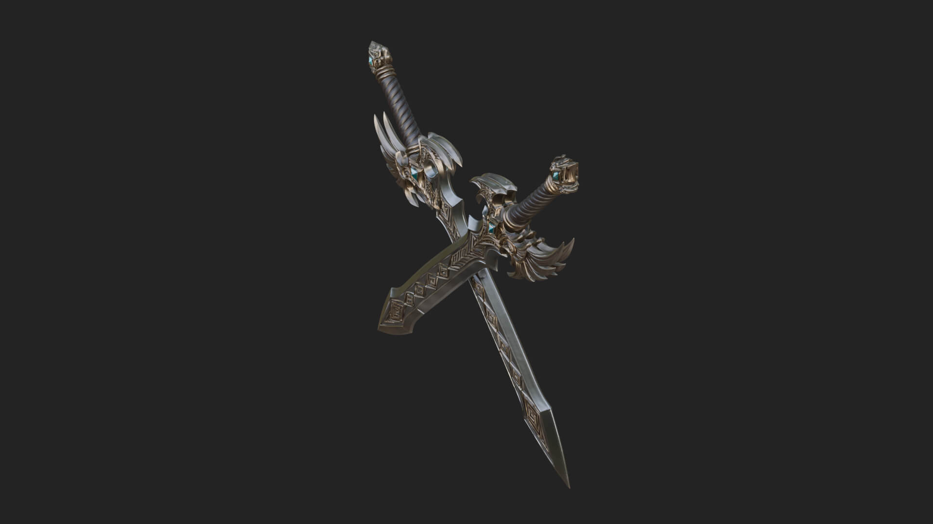 Horned Guard Gem Sword Model Design 8 3D Print Model 3D Model