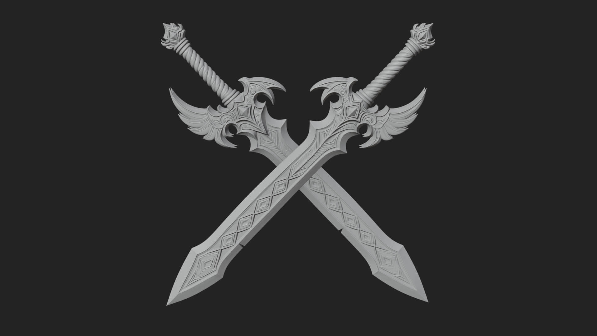 Horned Guard Gem Sword Model Design 8 3D Print Model 3D Model