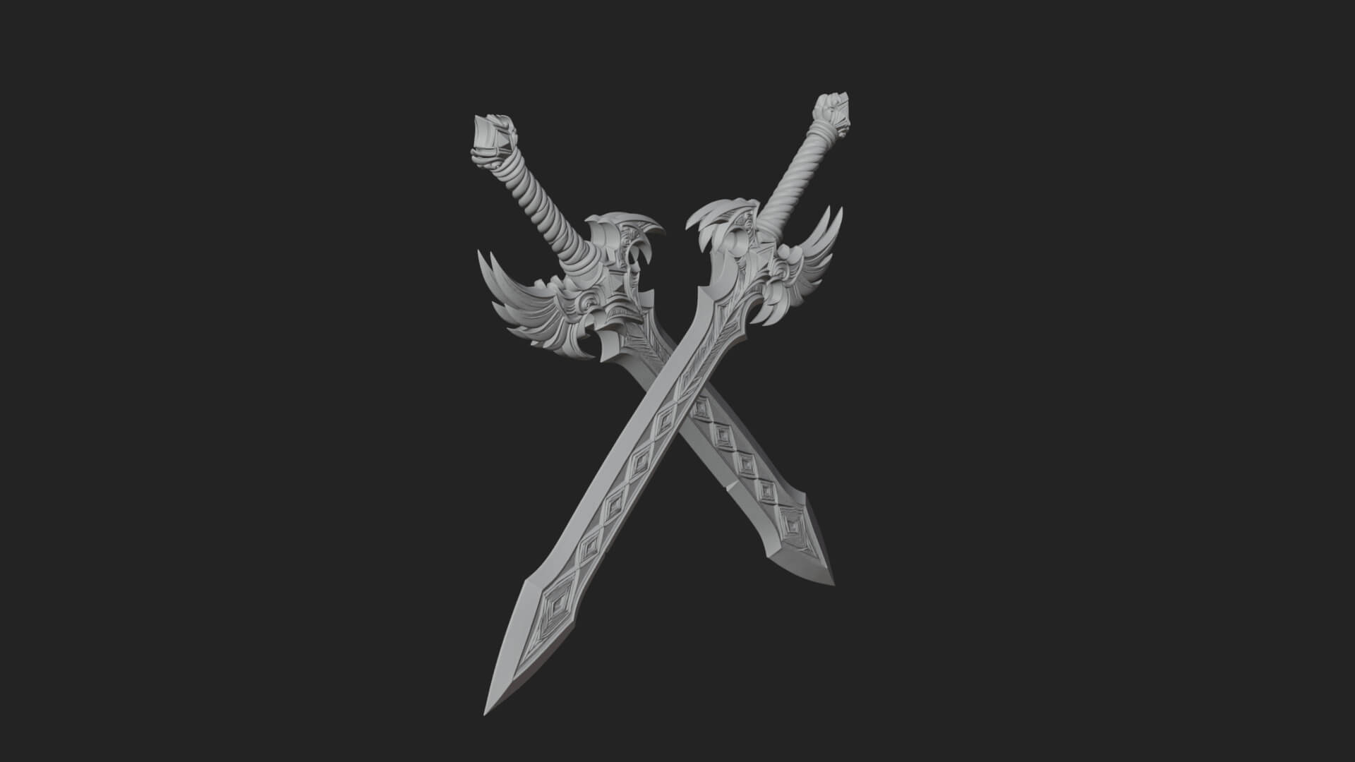 Horned Guard Gem Sword Model Design 8 3D Print Model 3D Model
