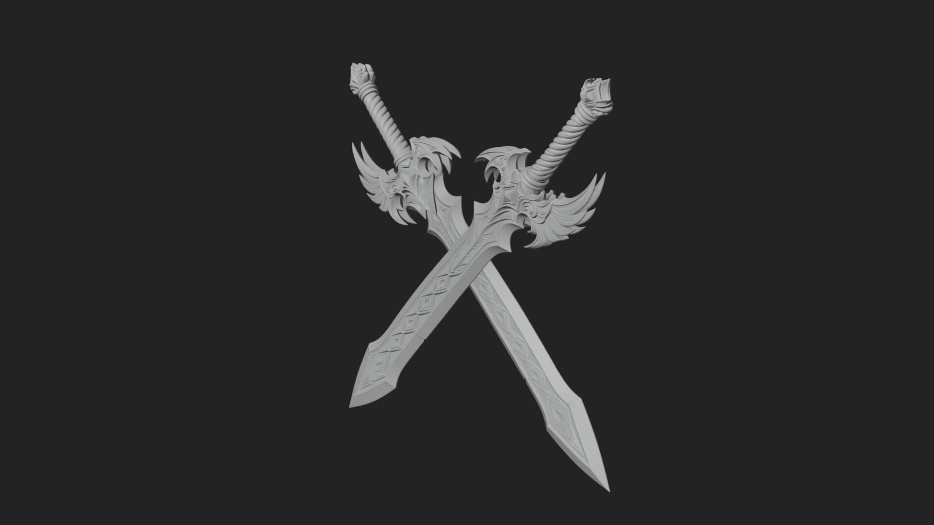 Horned Guard Gem Sword Model Design 8 3D Print Model 3D Model