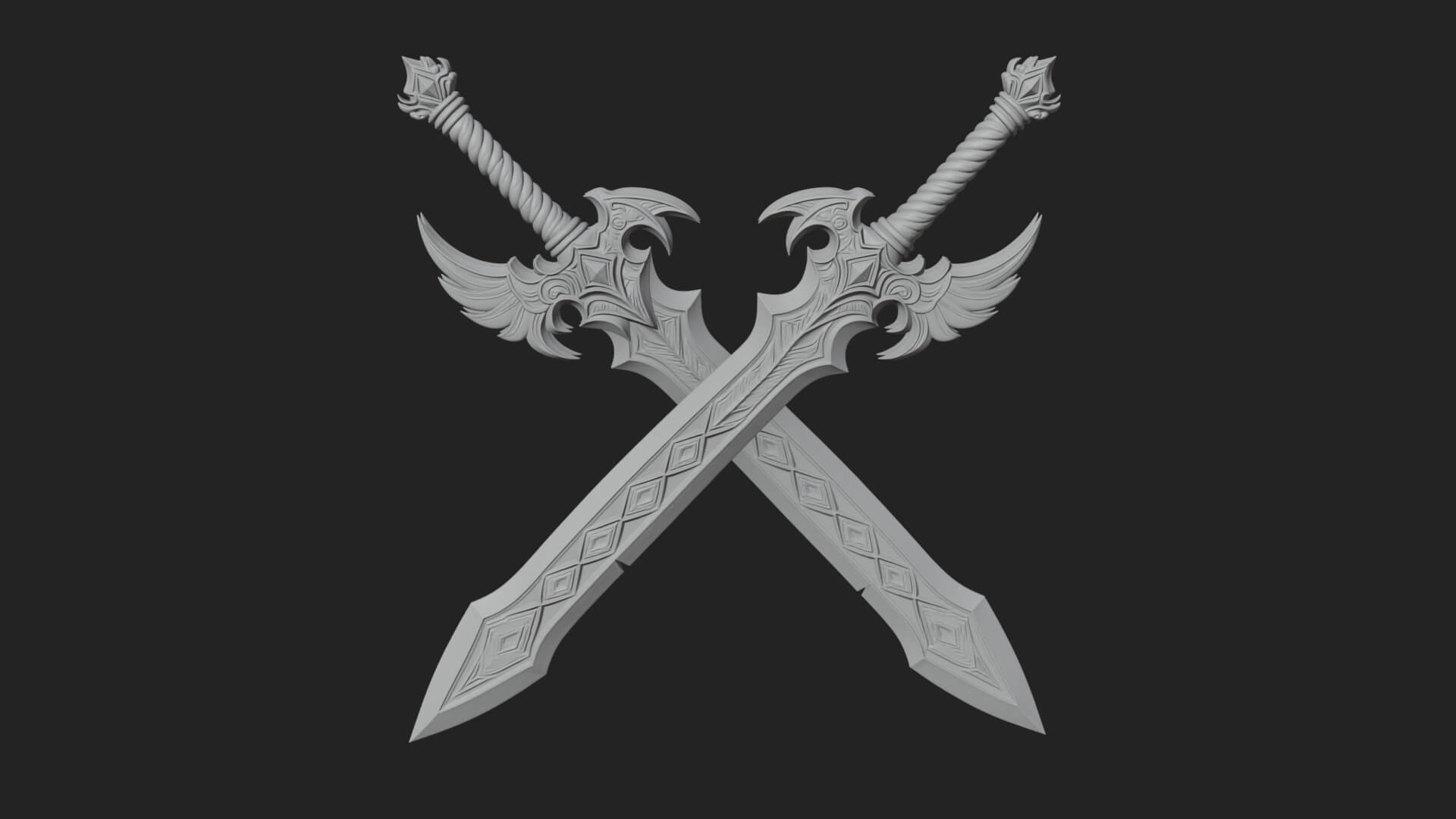 Horned Guard Gem Sword Model Design 8 3D Print Model 3D Model