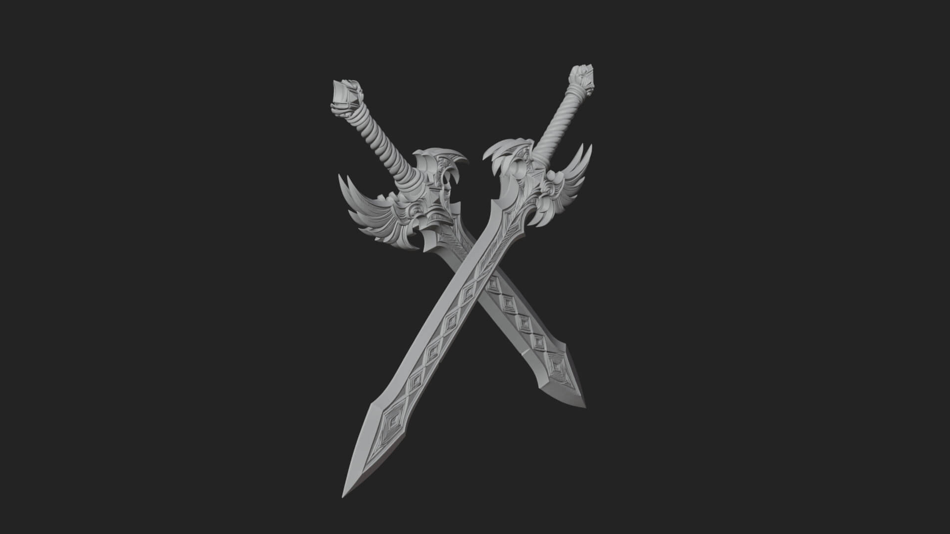 Horned Guard Gem Sword Model Design 8 3D Print Model 3D Model