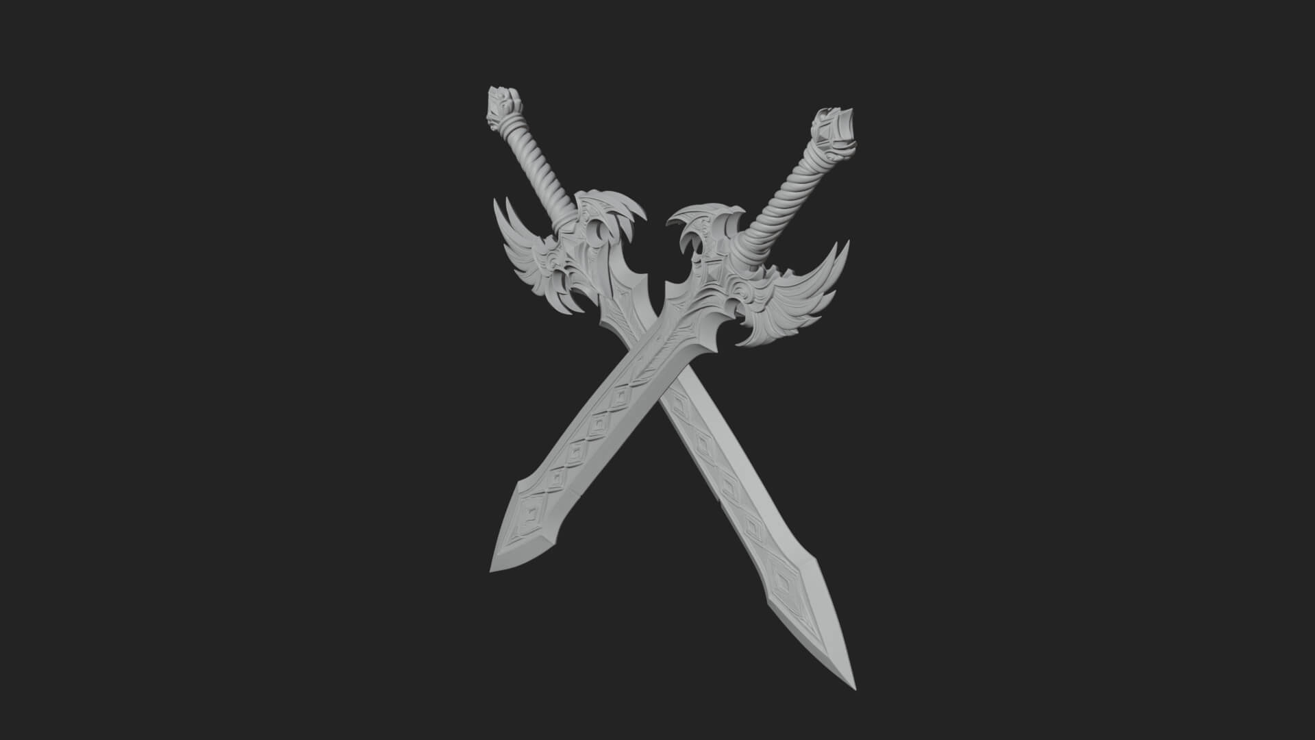 Horned Guard Gem Sword Model Design 8 3D Print Model 3D Model