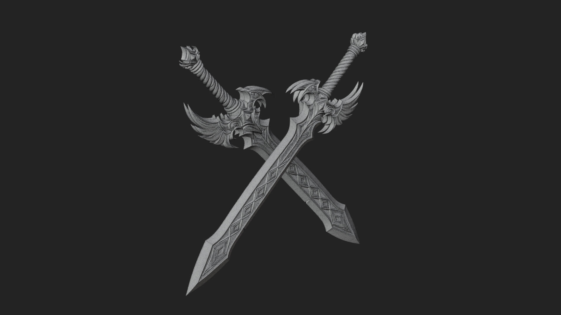 Horned Guard Gem Sword Model Design 8 3D Print Model 3D Model