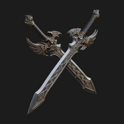 Horned Guard Gem Sword Model Design 8 3D Print Model