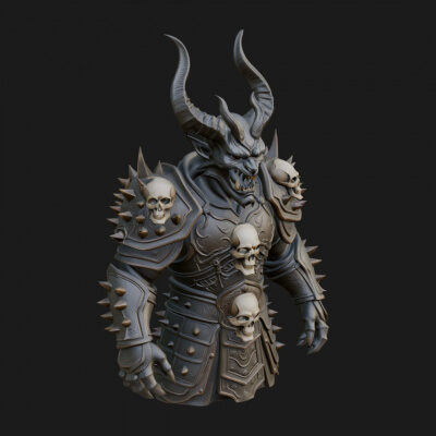 Horned Helm Skeleton Bust Statue Design 7 3D Print Model