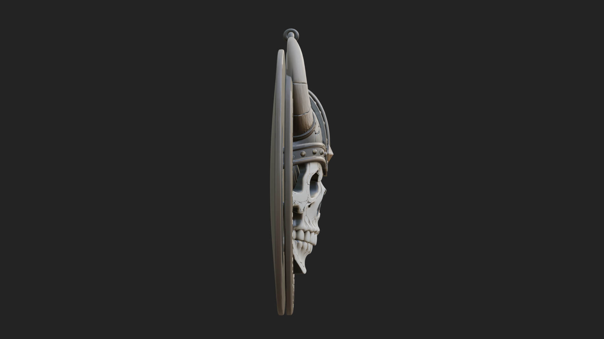 Horned Helm Skull Oval Plaque Design 1 3D Print Model 3D Model