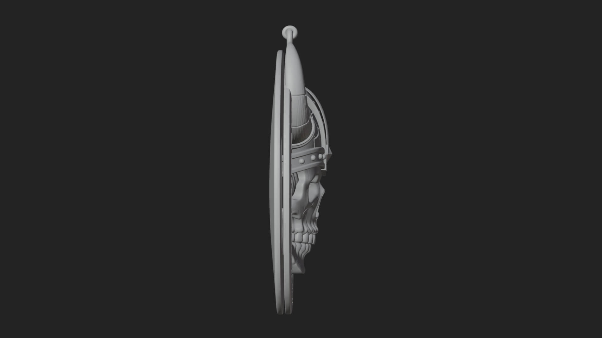 Horned Helm Skull Oval Plaque Design 1 3D Print Model 3D Model