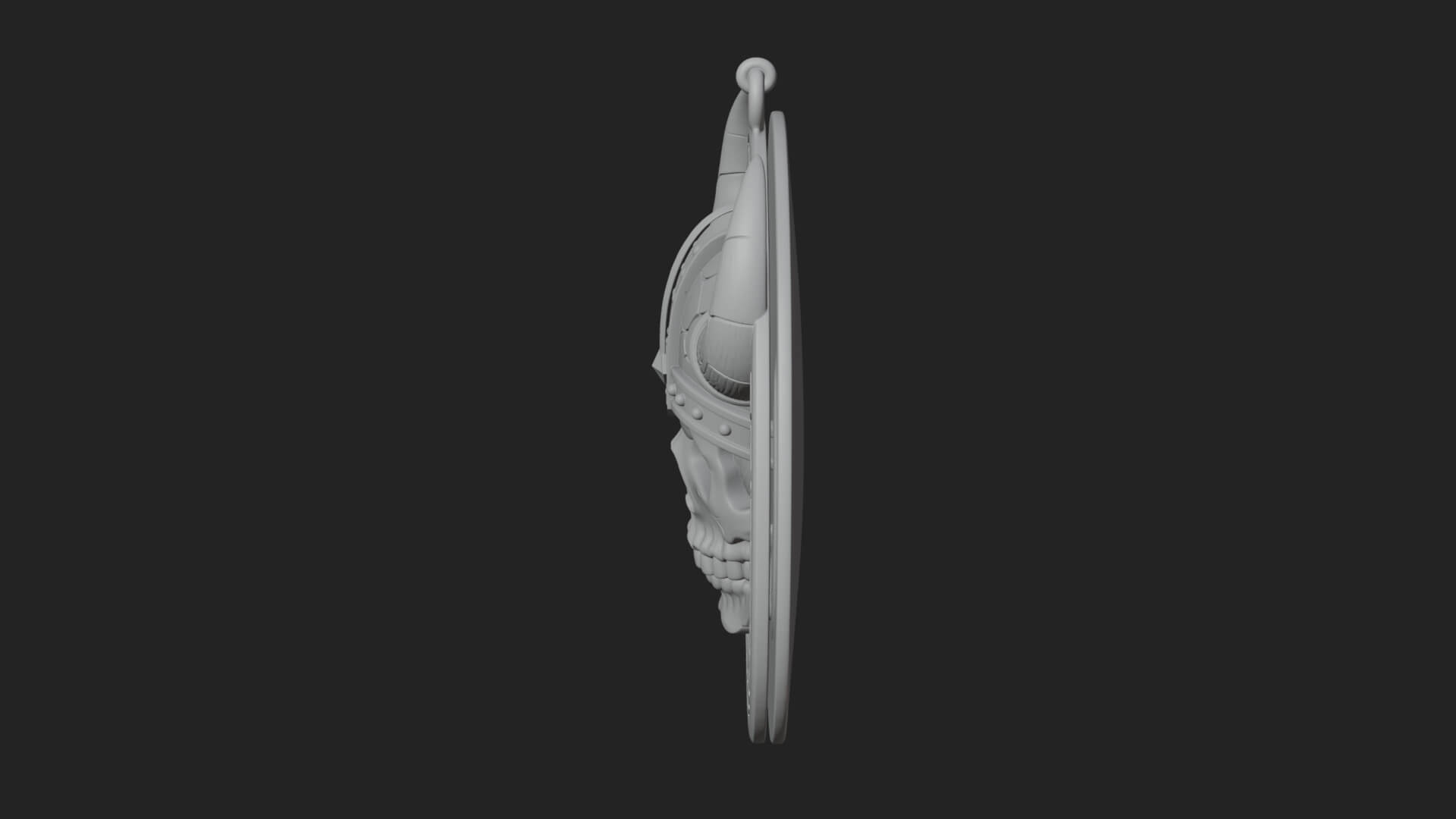Horned Helm Skull Oval Plaque Design 1 3D Print Model 3D Model