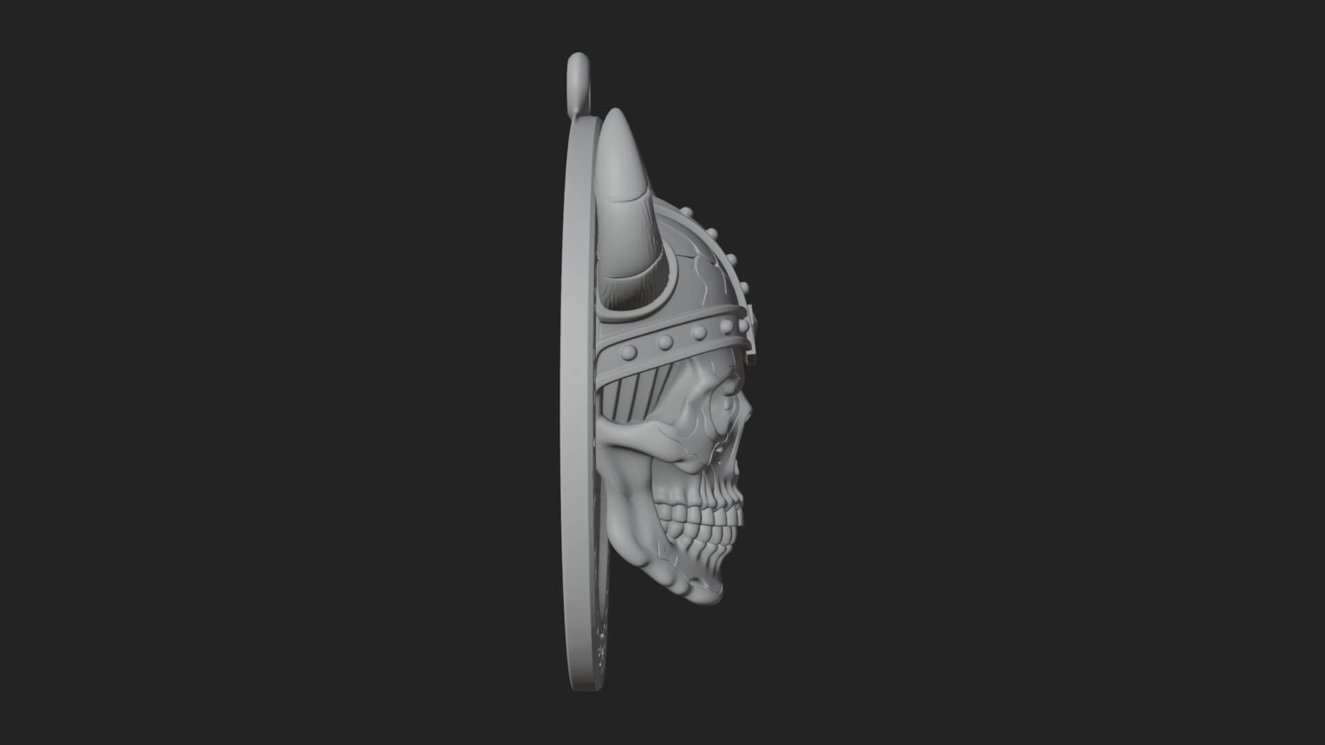 Horned Helm Skull Oval Plaque Design 2 3D Print Model 3D Model