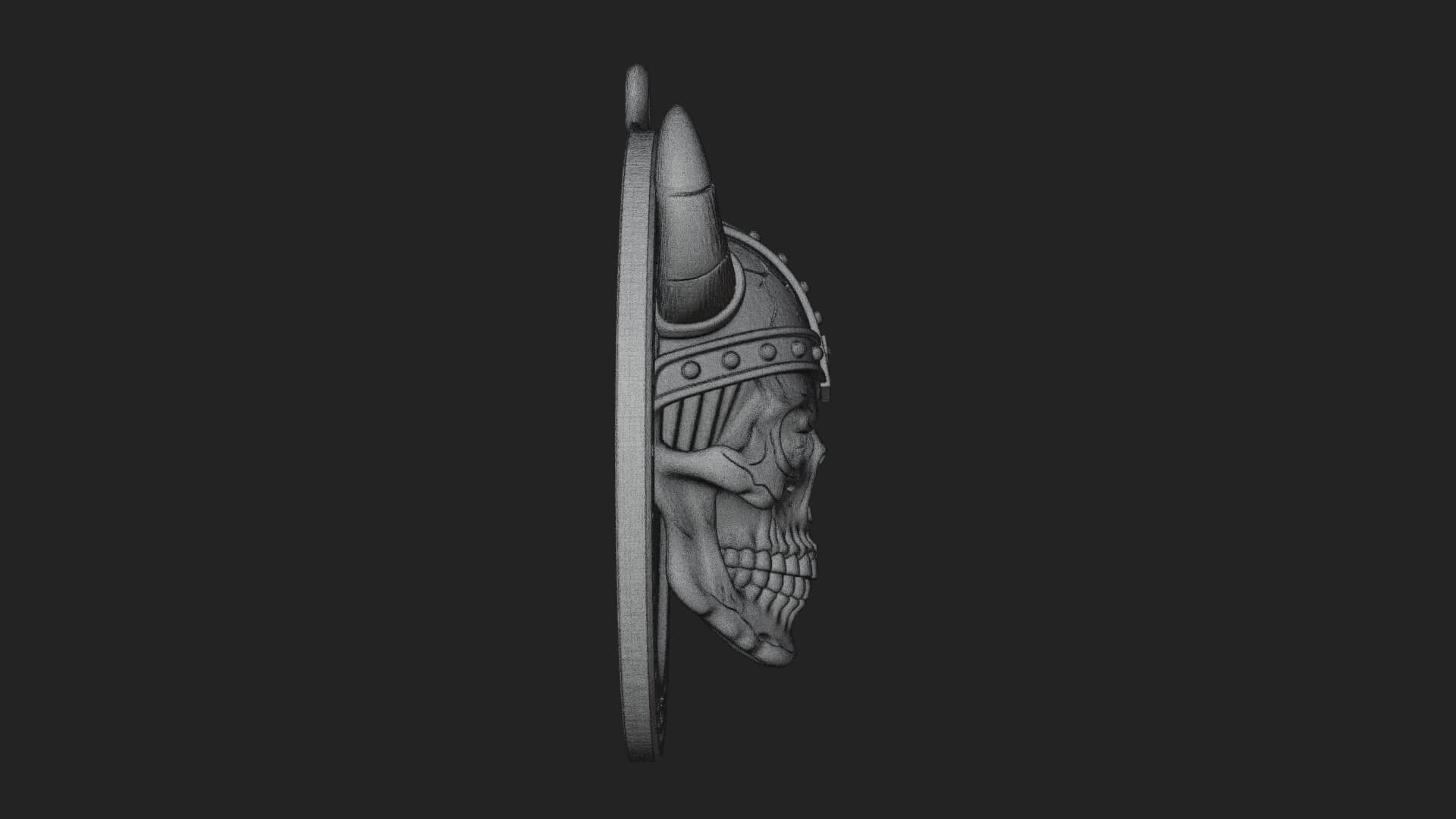 Horned Helm Skull Oval Plaque Design 2 3D Print Model 3D Model
