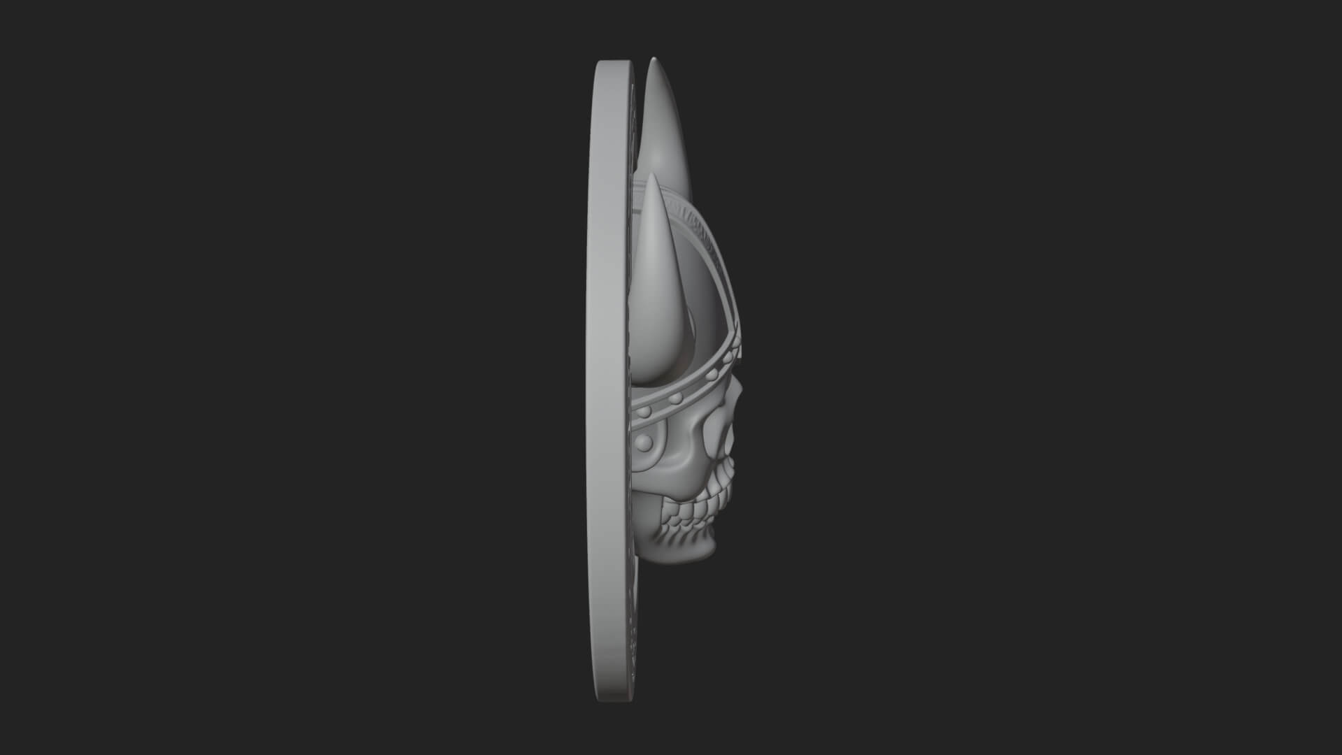 Horned Helm Skull Oval Plaque Design 3 3D Print Model 3D Model