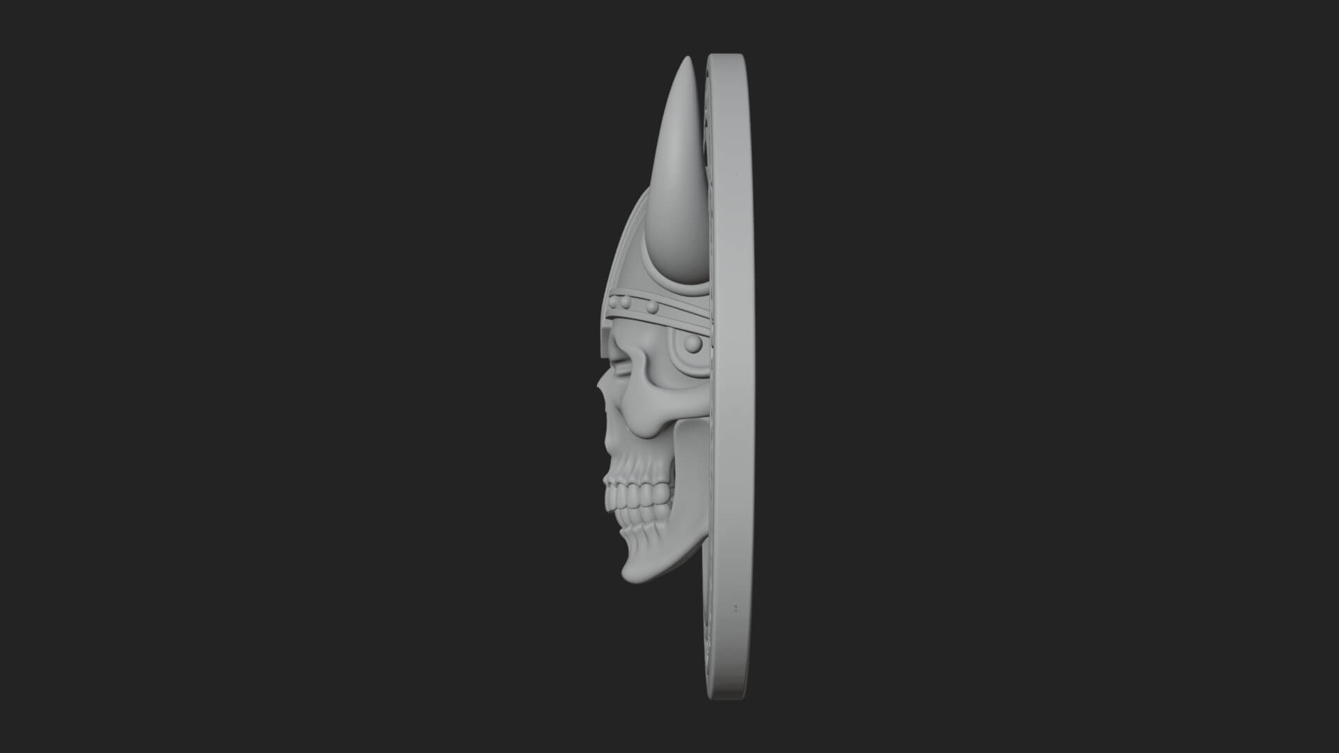 Horned Helm Skull Oval Plaque Design 3 3D Print Model 3D Model