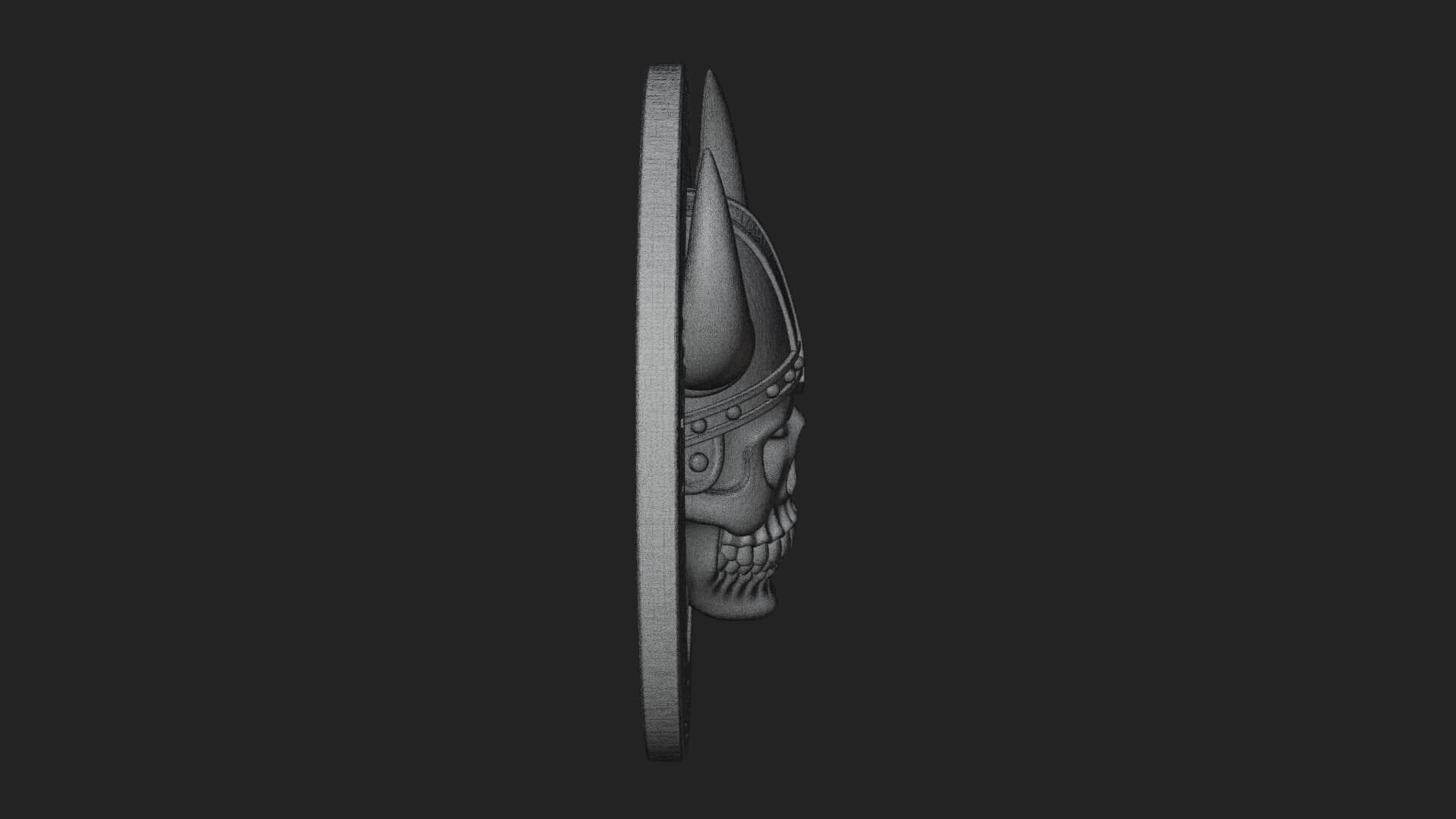 Horned Helm Skull Oval Plaque Design 3 3D Print Model 3D Model