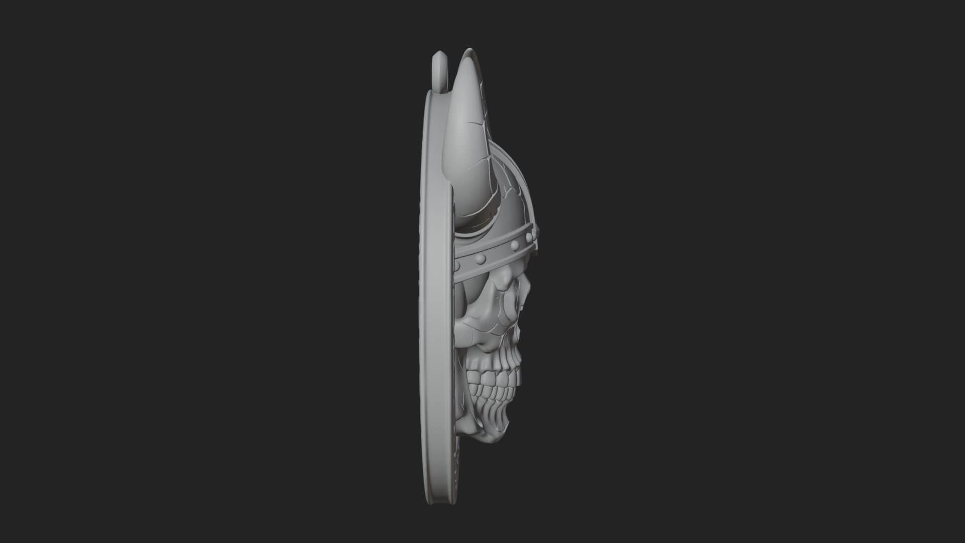 Horned Helm Skull Oval Plaque Design 4 3D Print Model 3D Model