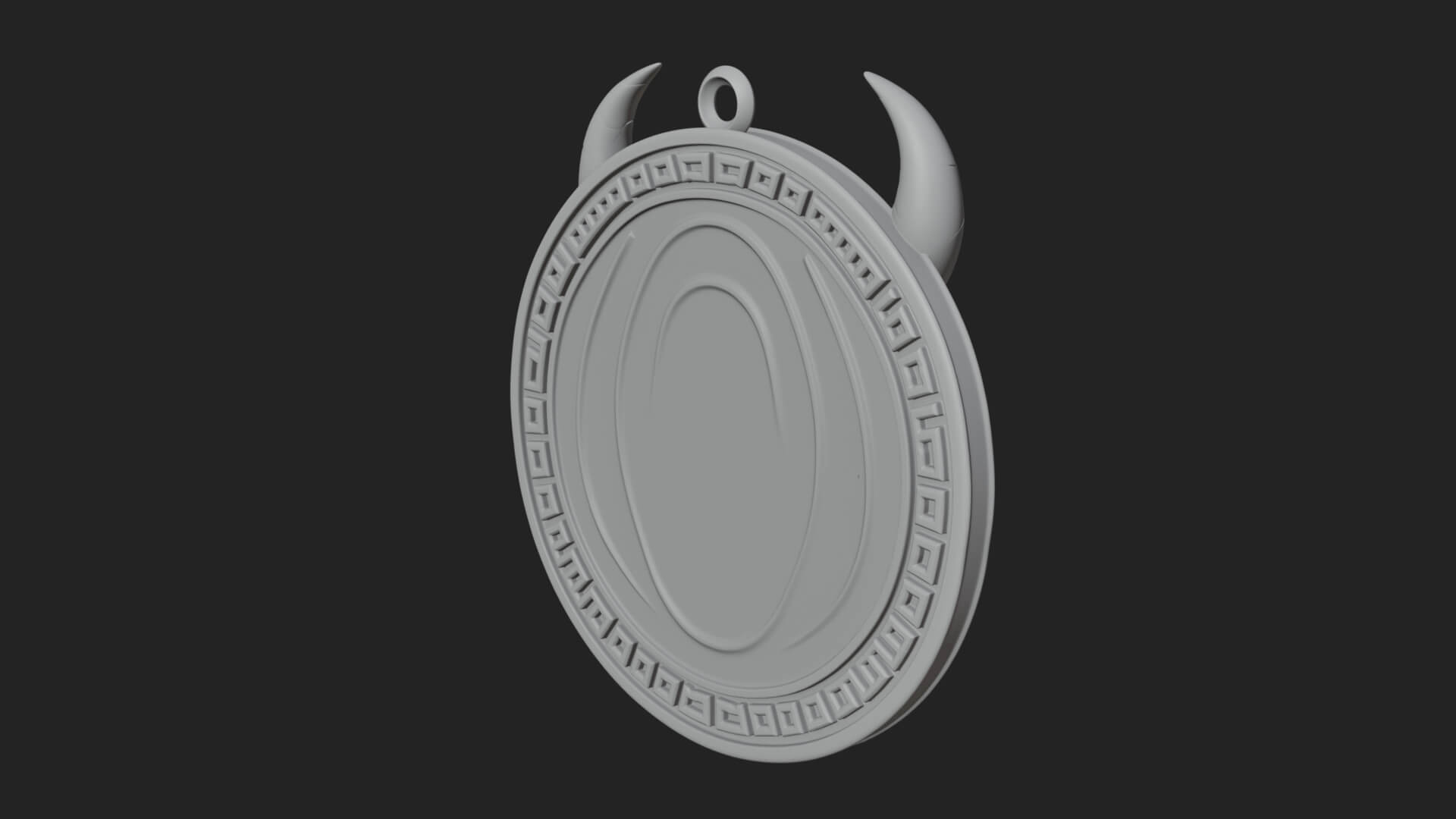 Horned Helm Skull Oval Plaque Design 4 3D Print Model 3D Model