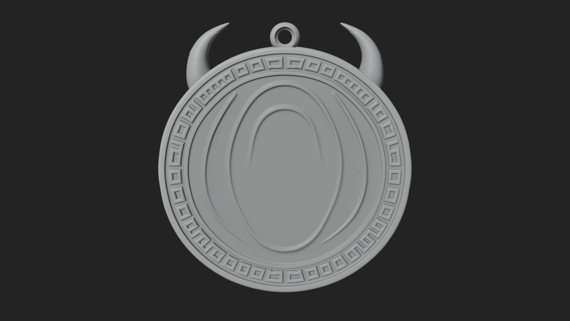 Horned Helm Skull Oval Plaque Design 4 3D Print Model 3D Model