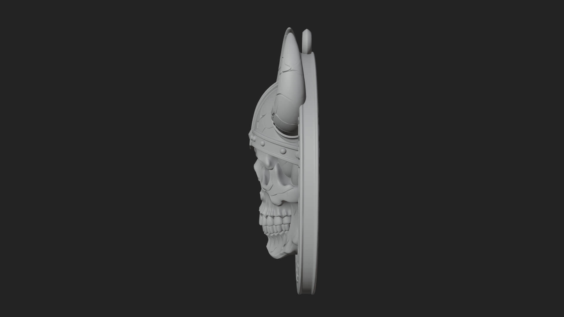 Horned Helm Skull Oval Plaque Design 4 3D Print Model 3D Model