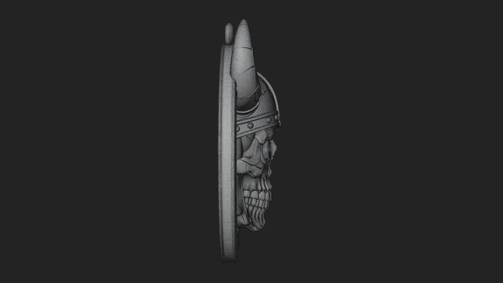 Horned Helm Skull Oval Plaque Design 4 3D Print Model 3D Model