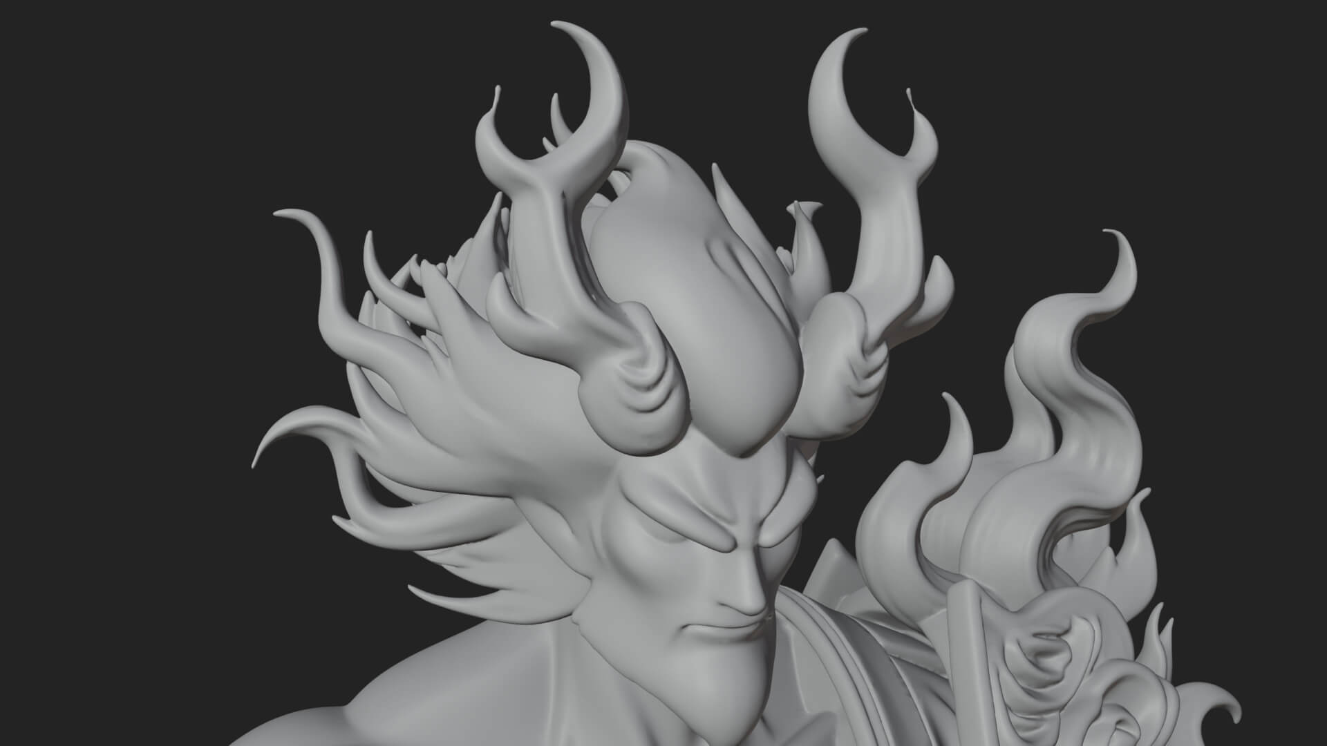 Horned Oni Samurai Statue Design 1 3D Print Model 3D Model