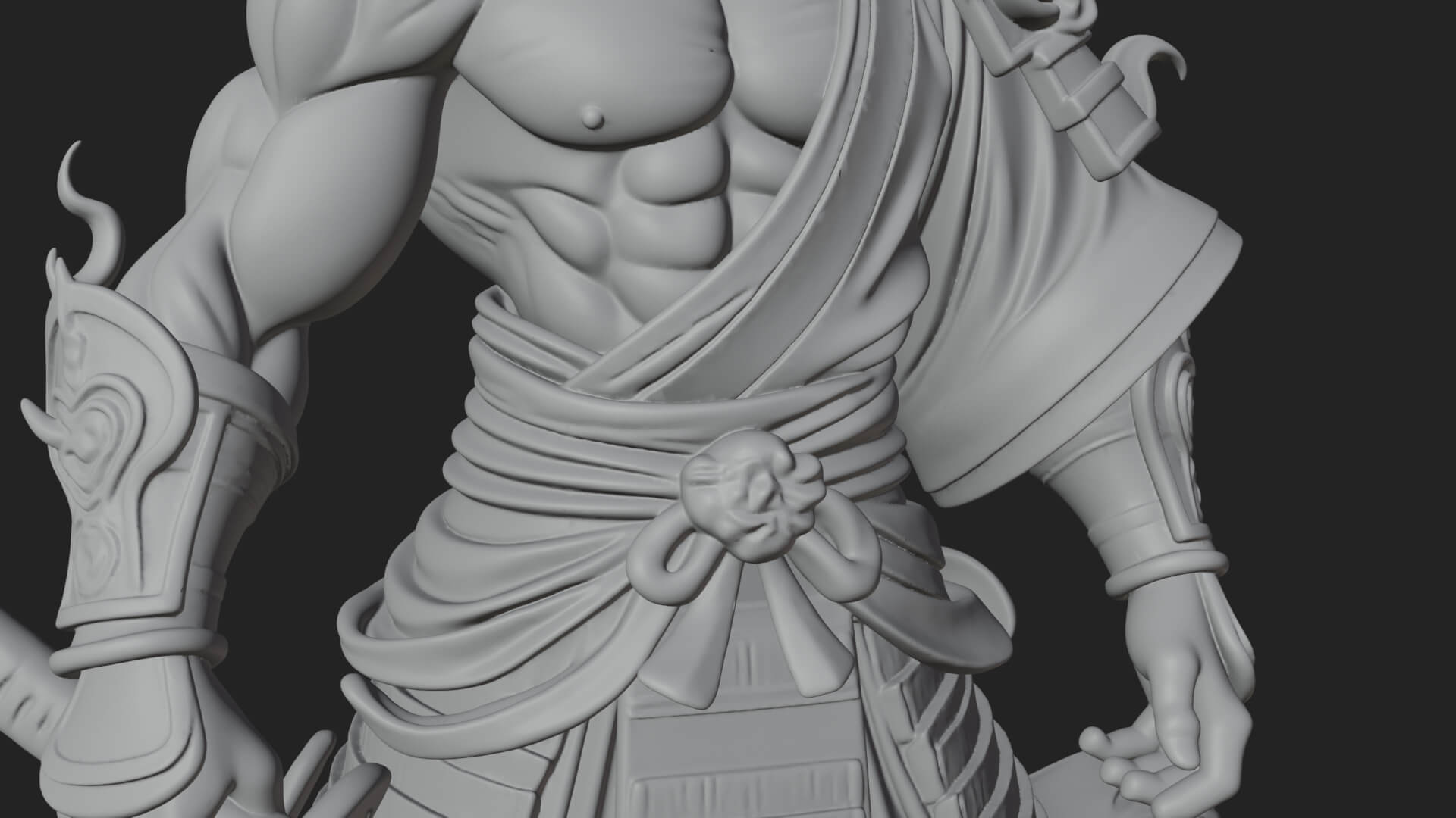 Horned Oni Samurai Statue Design 1 3D Print Model 3D Model