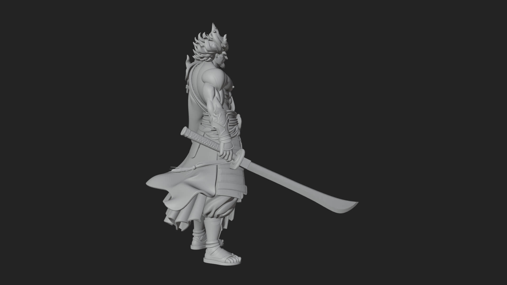 Horned Oni Samurai Statue Design 2 3D Print Model 3D Model