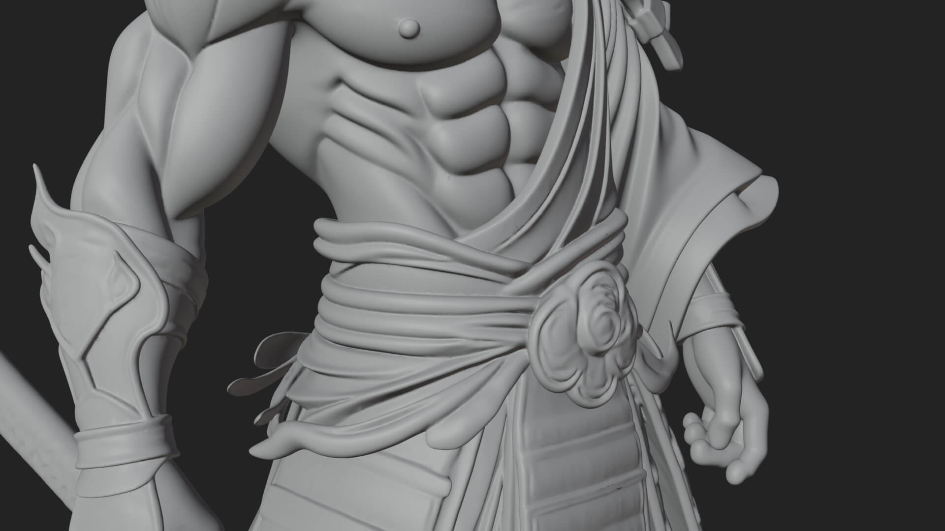 Horned Oni Samurai Statue Design 2 3D Print Model 3D Model