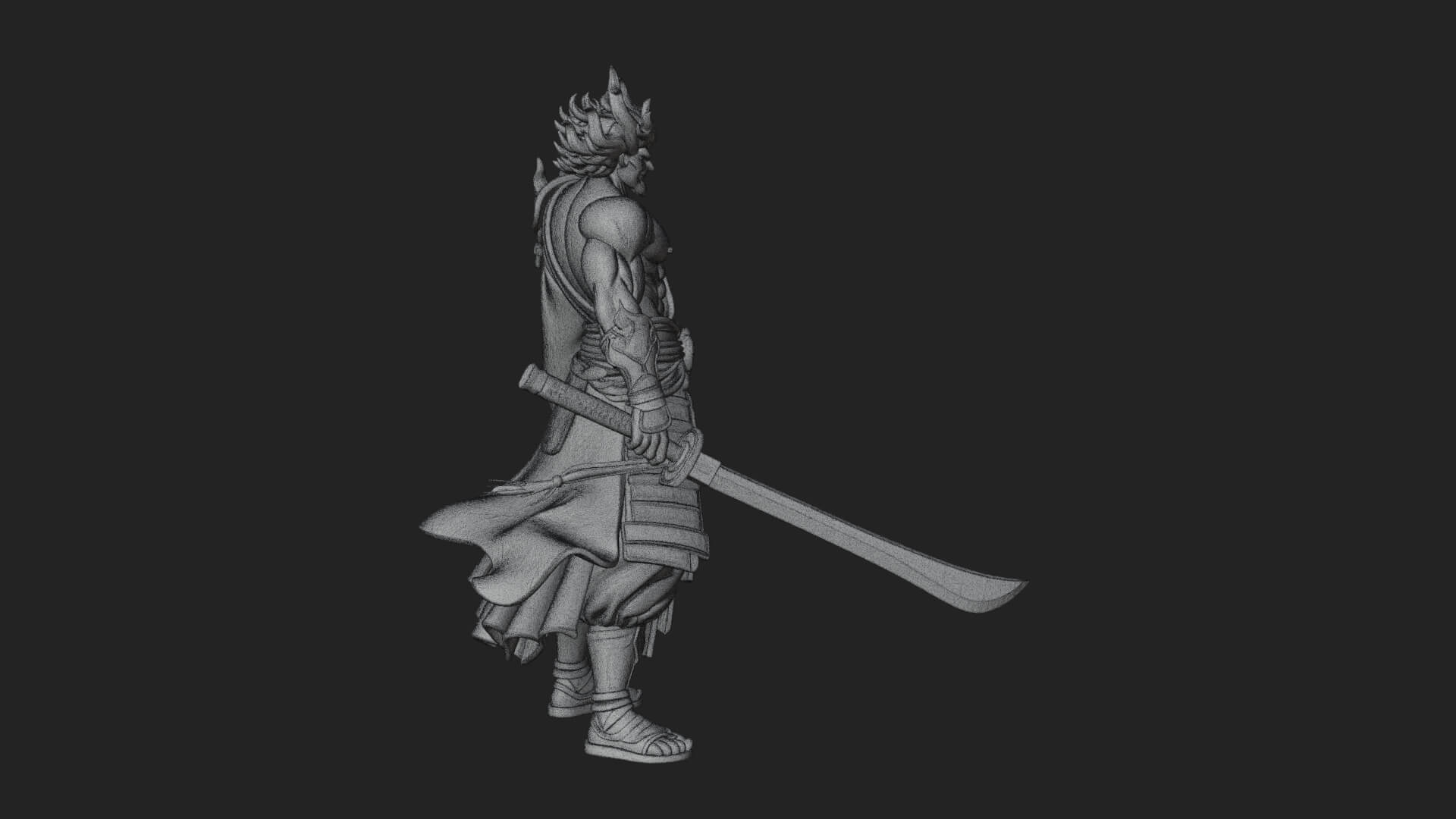 Horned Oni Samurai Statue Design 2 3D Print Model 3D Model