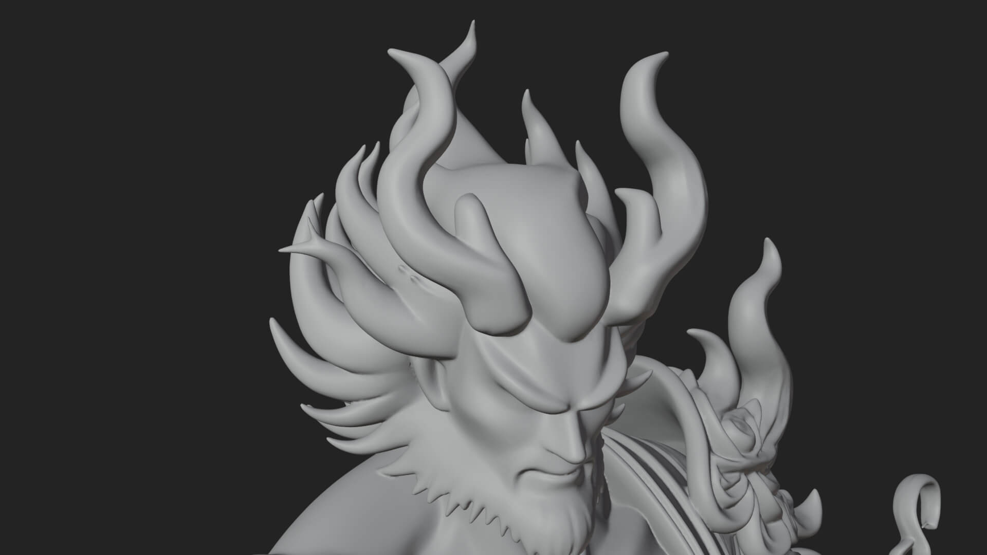 Horned Oni Samurai Statue Design 3 3D Print Model 3D Model
