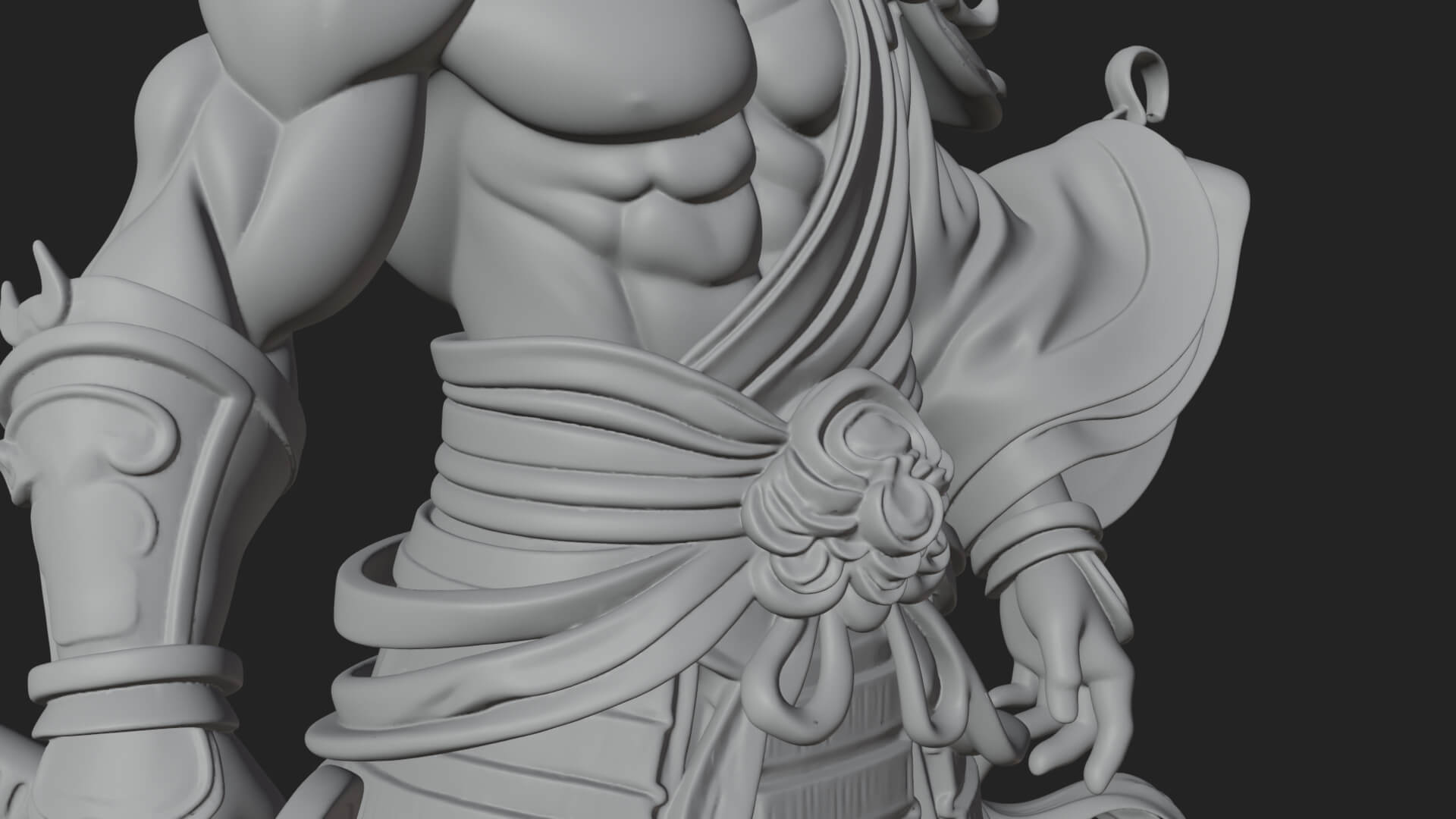Horned Oni Samurai Statue Design 3 3D Print Model 3D Model
