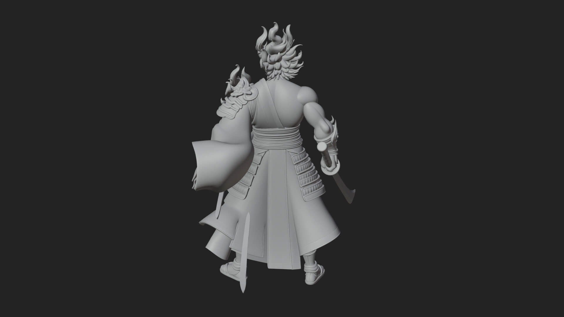 Horned Oni Samurai Statue Design 4 3D Print Model 3D Model