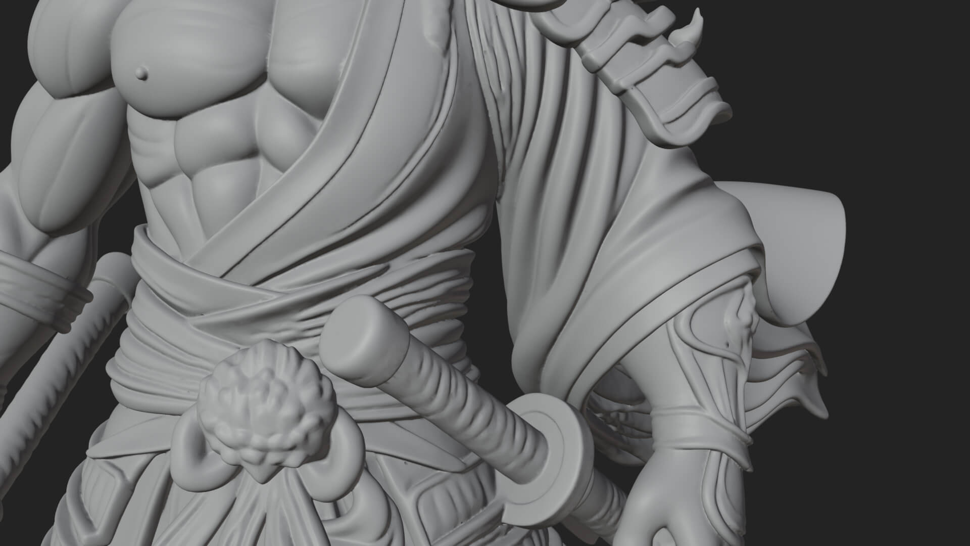 Horned Oni Samurai Statue Design 4 3D Print Model 3D Model