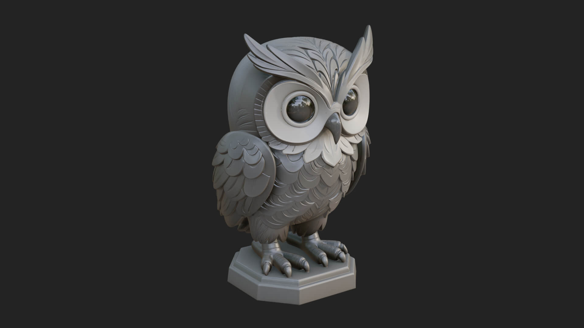 Horned Owl Bird Statue Design 4 3D Print Model 3D Model