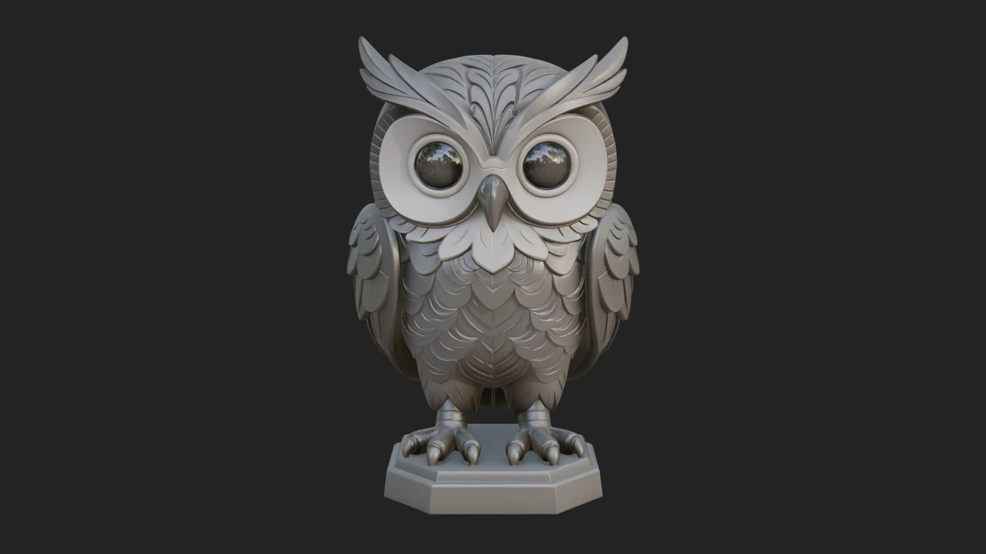 Horned Owl Bird Statue Design 4 3D Print Model 3D Model